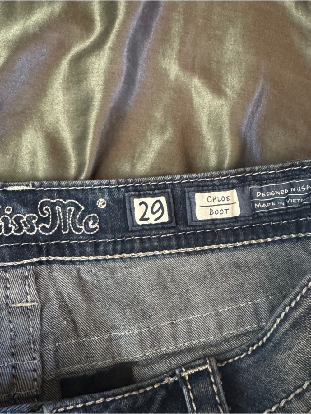 Miss Me Dark Wash Aztec Embroidered Chloe Boot Cut Jeans NWOT size 29 M3335B - Picture 9 of 14